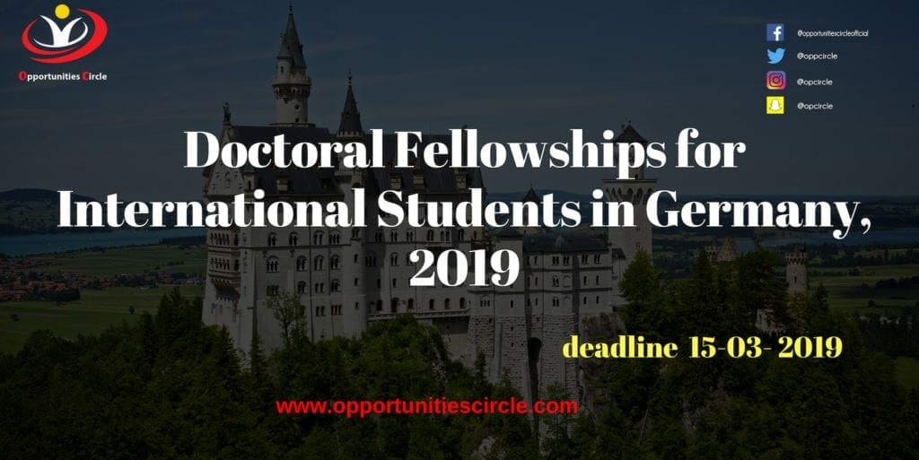Doctoral Fellowships for International Students in Germany, 2019