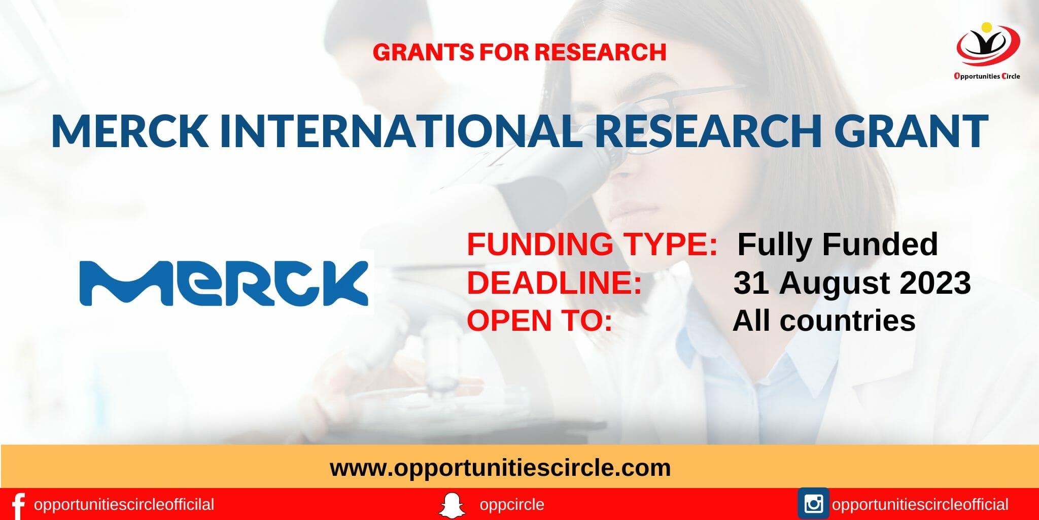 Merck Research Grant 2023 Fully Funded Opportunities Circle