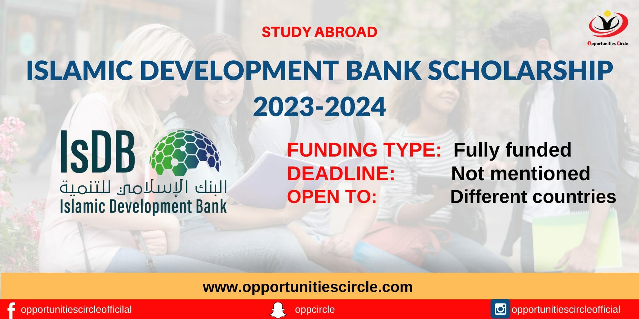 Islamic Development Bank Scholarship 20232024 Fully Funded Opportunities Circle