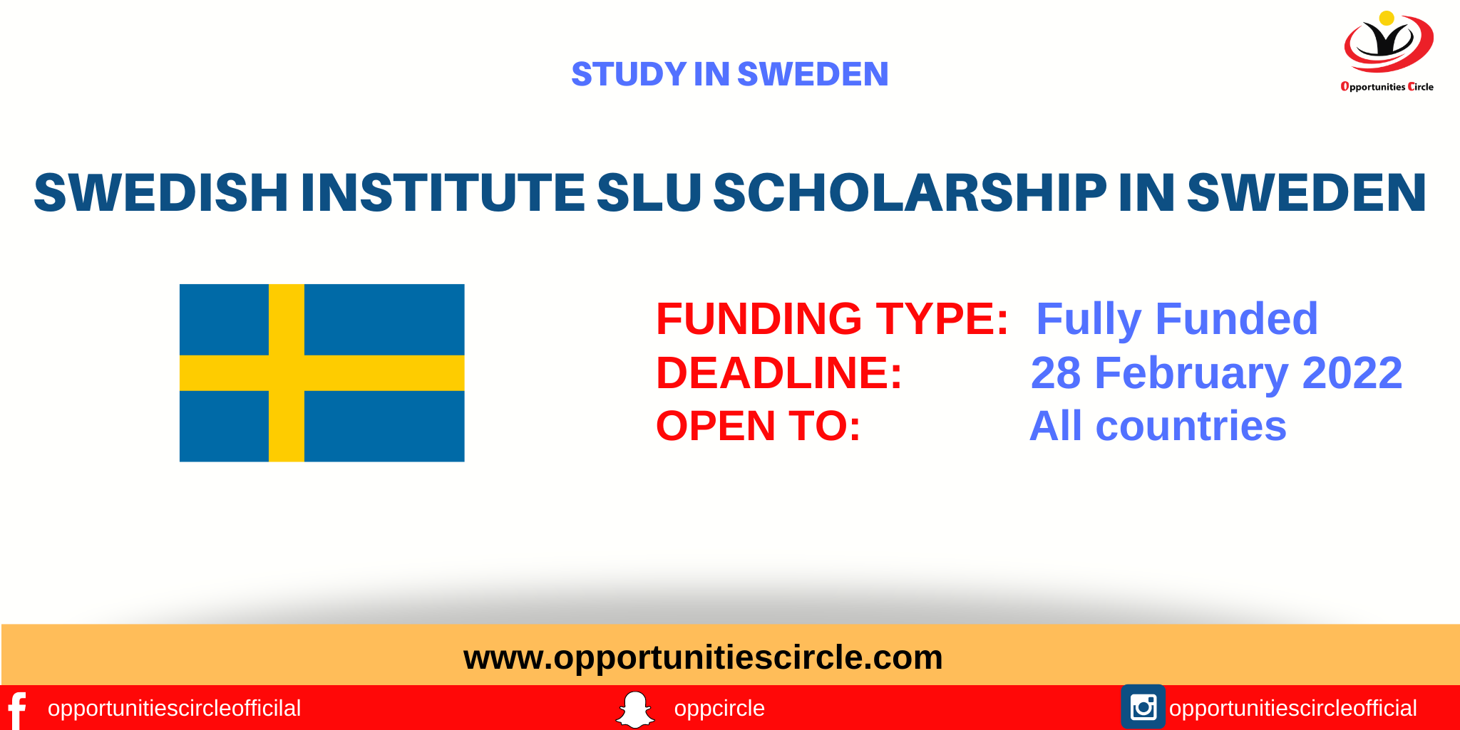 Swedish Institute SLU Scholarship in Sweden 2022 Opportunities Circle