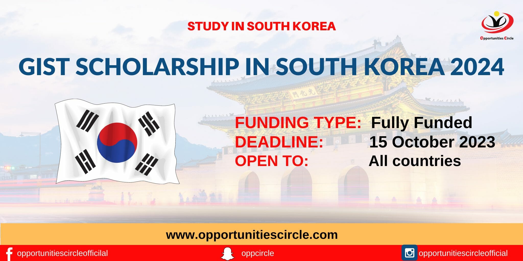 GIST Scholarship in South Korea 2024 Fully Funded Study in Korea Opportunities Circle