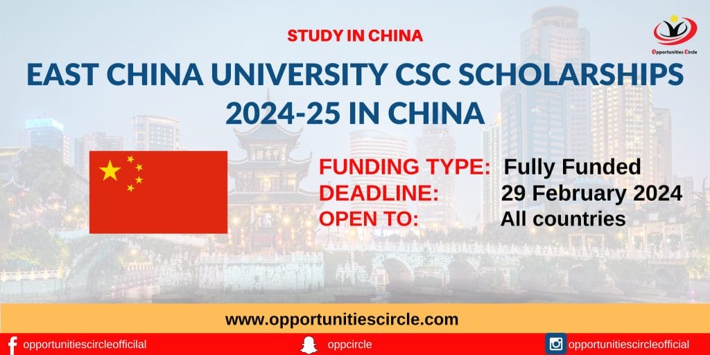 East China University CSC Scholarships 2024-25 in China