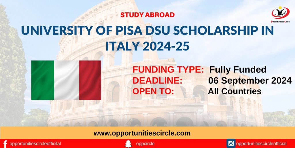 University of Pisa DSU Scholarship in Italy 2024-25